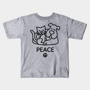 Dog & Cat Peace - Dogs And Cats Lovers Kids T-Shirt